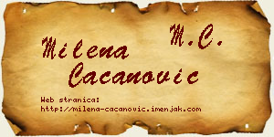 Milena Cacanović vizit kartica